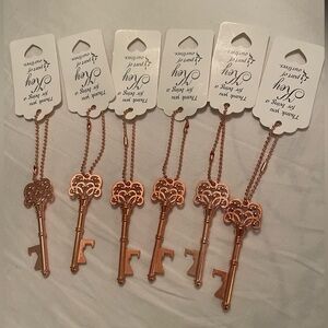 Chic Copper / Rose Gold Key Ornaments / Bundle of six